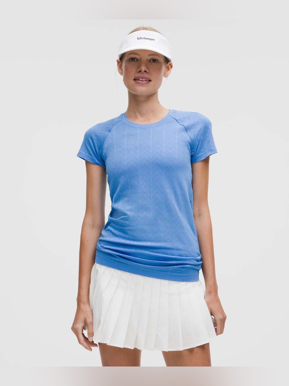 Lululemon Swiftly Pointelle Short Sleeve Shirt size 8 Pool Party HDPA